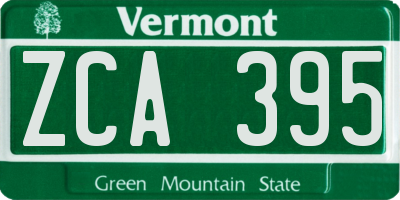 VT license plate ZCA395