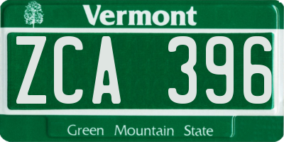 VT license plate ZCA396
