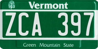 VT license plate ZCA397