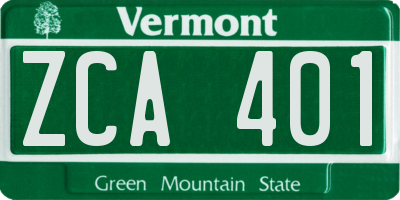 VT license plate ZCA401