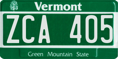 VT license plate ZCA405