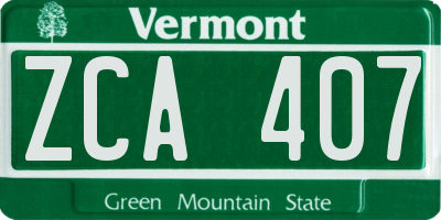 VT license plate ZCA407
