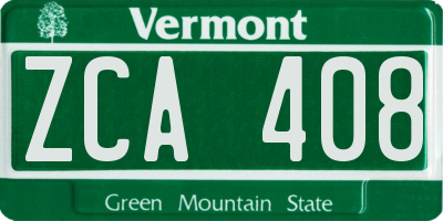 VT license plate ZCA408