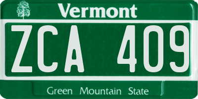 VT license plate ZCA409