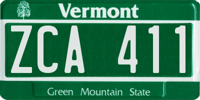 VT license plate ZCA411