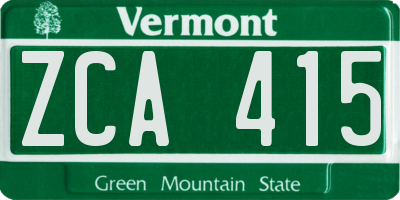 VT license plate ZCA415