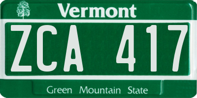 VT license plate ZCA417