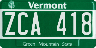VT license plate ZCA418