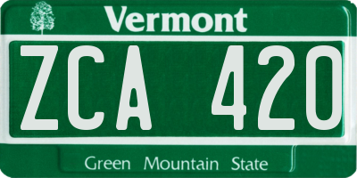 VT license plate ZCA420