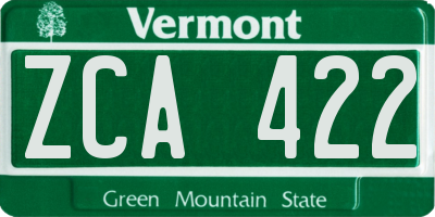 VT license plate ZCA422