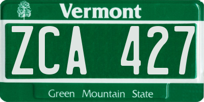 VT license plate ZCA427
