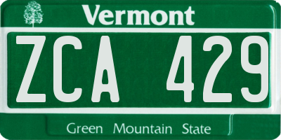 VT license plate ZCA429