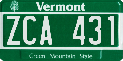 VT license plate ZCA431