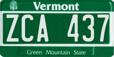 VT license plate ZCA437