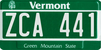 VT license plate ZCA441
