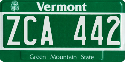 VT license plate ZCA442