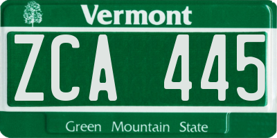 VT license plate ZCA445
