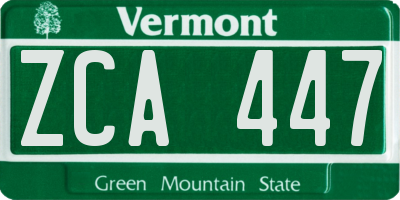 VT license plate ZCA447