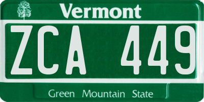 VT license plate ZCA449