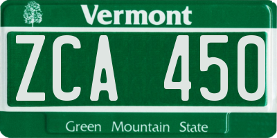 VT license plate ZCA450