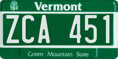 VT license plate ZCA451