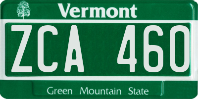 VT license plate ZCA460