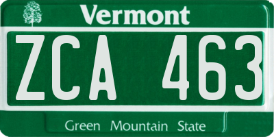 VT license plate ZCA463
