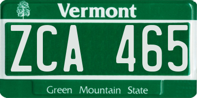 VT license plate ZCA465
