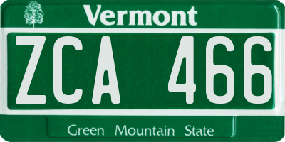VT license plate ZCA466