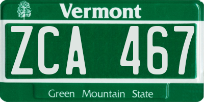 VT license plate ZCA467
