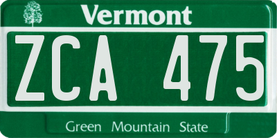 VT license plate ZCA475