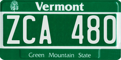 VT license plate ZCA480