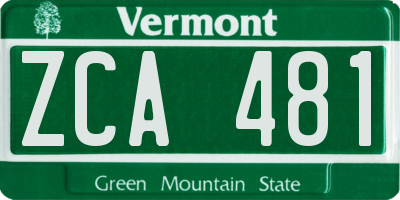 VT license plate ZCA481