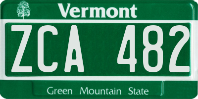 VT license plate ZCA482