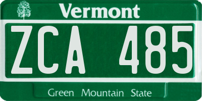 VT license plate ZCA485