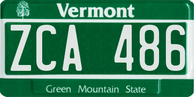 VT license plate ZCA486
