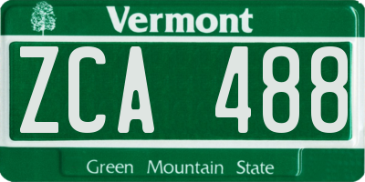 VT license plate ZCA488