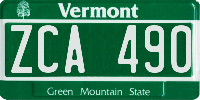 VT license plate ZCA490