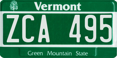VT license plate ZCA495