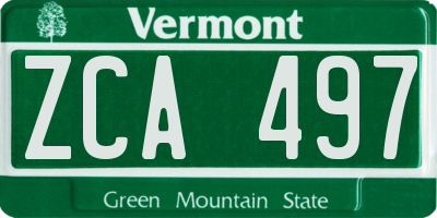 VT license plate ZCA497