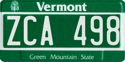 VT license plate ZCA498
