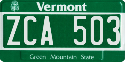 VT license plate ZCA503