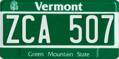 VT license plate ZCA507