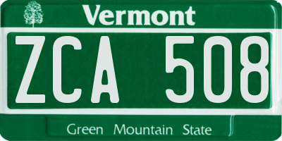 VT license plate ZCA508
