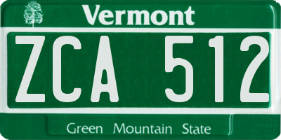 VT license plate ZCA512