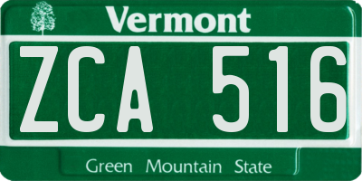 VT license plate ZCA516
