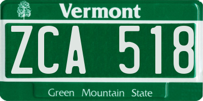 VT license plate ZCA518