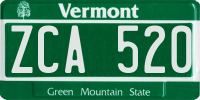 VT license plate ZCA520