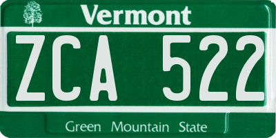 VT license plate ZCA522