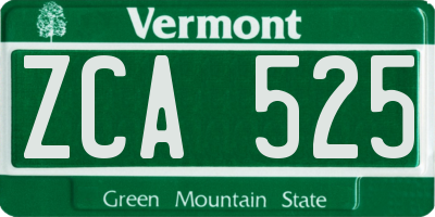 VT license plate ZCA525
